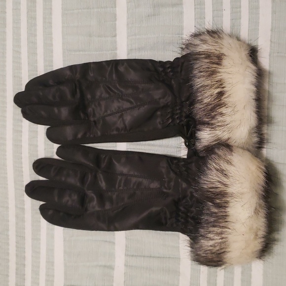 Woman black gloves with fur, size S/M - Picture 2 of 2